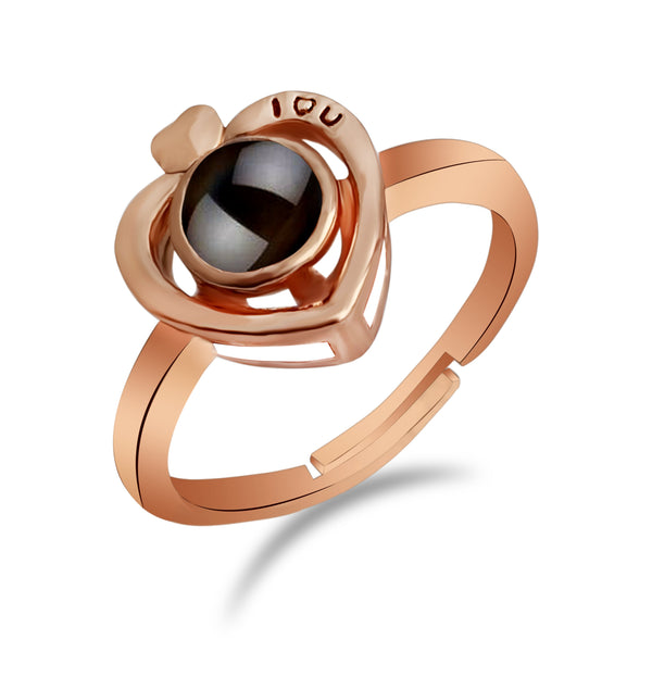 Urbana Heart Shaped Copper Plated single Adjustable Ring Reflecting I love you In 100 Languages-1506353A