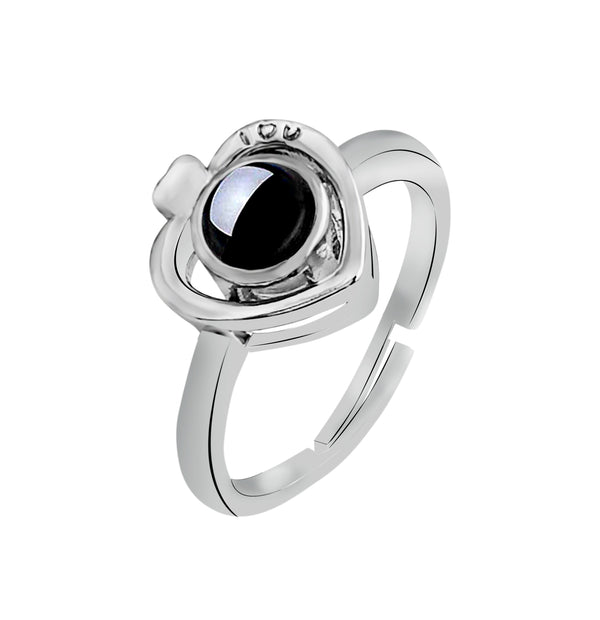 Urbana Heart Shaped Silver Plated Single Adjustable Ring Reflecting I love you In 100 Languages-1506353