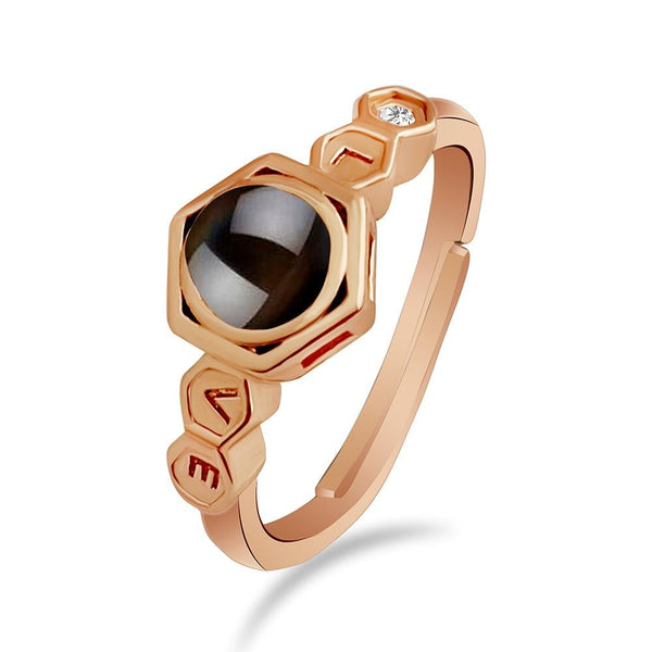 Urbana Rose Gold Plated single Adjustable Ring Reflecting I love you In 100 Languages-1506356-1506356