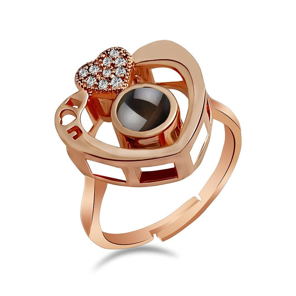 Urbana Rose Gold Plated single Adjustable Ring Reflecting I love you In 100 Languages-1506358A-1506358A