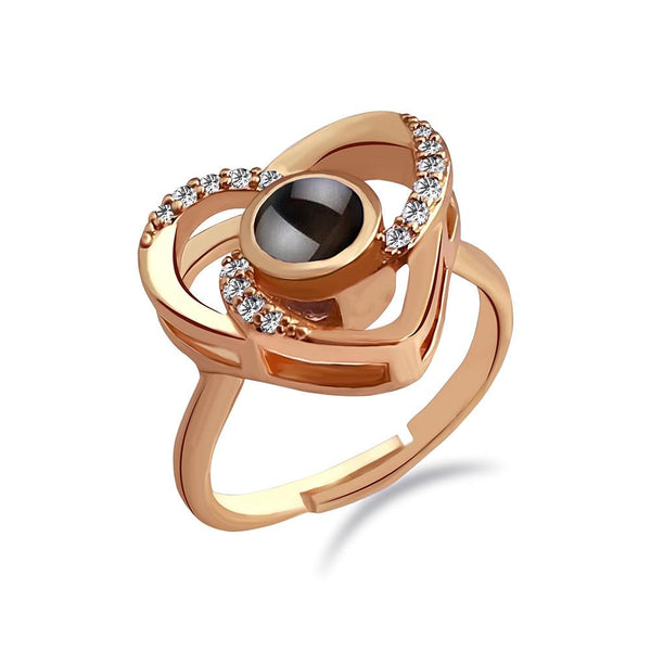 Urbana Rose Gold Plated single Adjustable Ring Reflecting I love you In 100 Languages-1506359A-1506359A