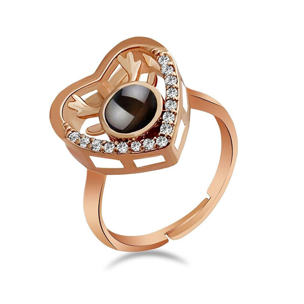 Urbana Rose Gold Plated single Adjustable Ring Reflecting I love you In 100 Languages-1506360A-1506360A