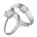 Urbana Rhodium Plated Solitaire Couple Ring Set With Crystal Stone - 1506365