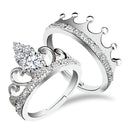 Urbana Rhodium Plated Pack Of 12  Couple Ring Set With Crystal Stone - 1506368