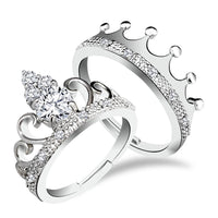 Urbana Rhodium Plated Pack Of 12  Couple Ring Set With Crystal Stone - 1506368