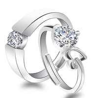 Urbana Rhodium Plated Solitaire Couple Ring Set With Crystal Stone - 1506373-1506373