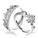 Urbana Rhodium Plated Solitaire Couple Ring Set With Crystal Stone-1506381