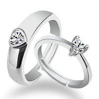 Urbana Rhodium Plated Solitaire Couple Ring Set With Crystal Stone-1506396