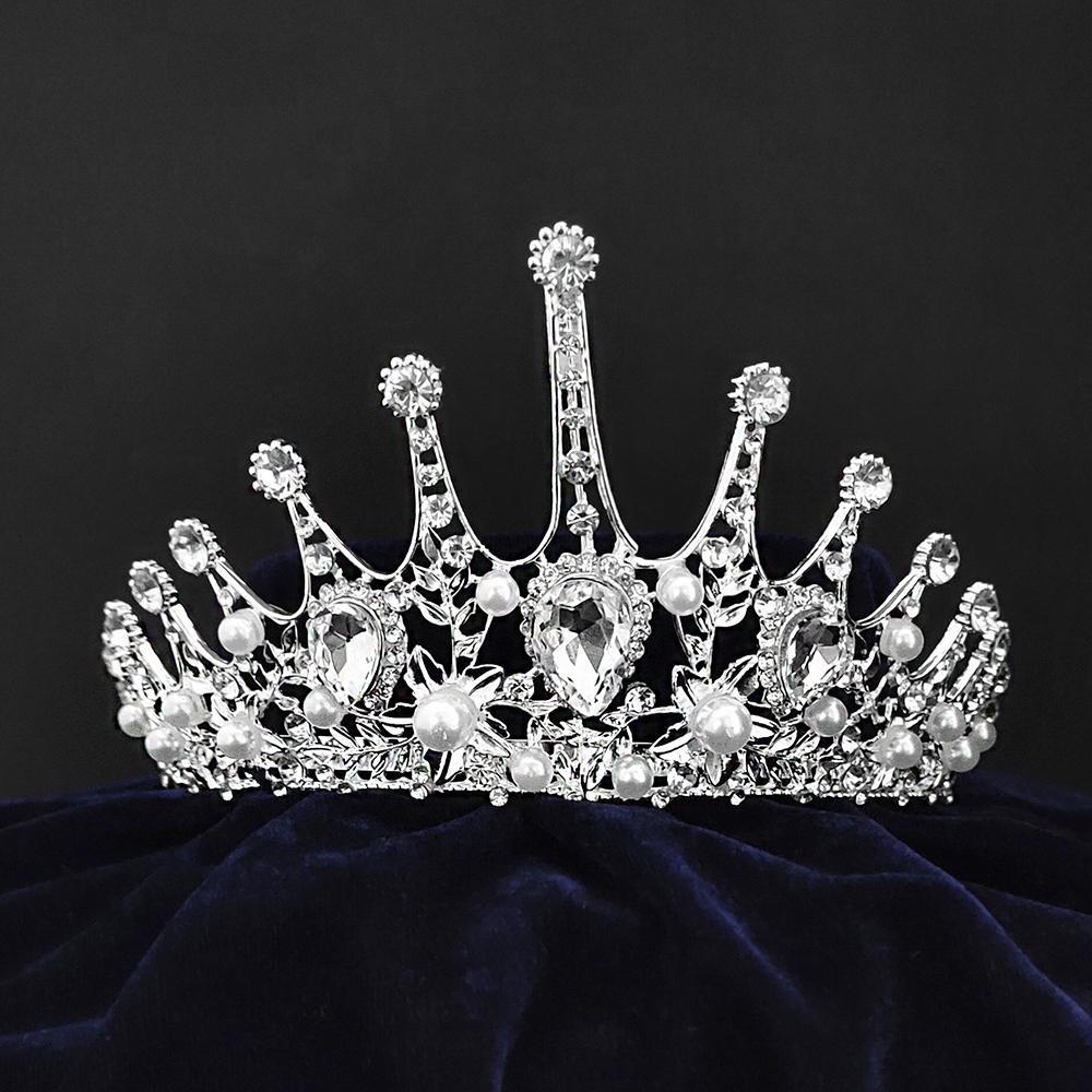 Kriaa Silver Plated White Austrian Stone Crown -1506604