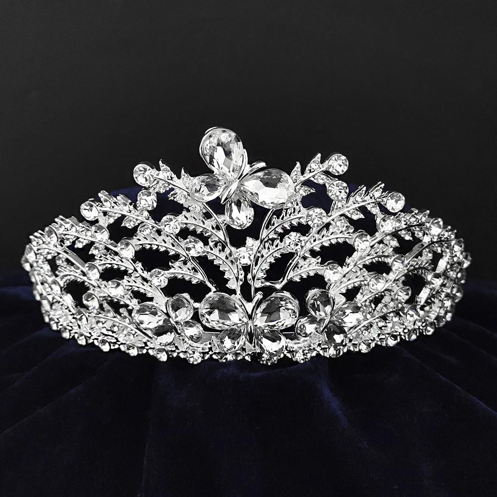 Kriaa Silver Plated White Austrian Stone Crown-1506609