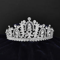Kriaa Silver Plated White Austrian Stone Crown-1506626