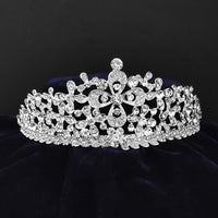 Kriaa Silver Plated White Austrian Stone Crown-1506627