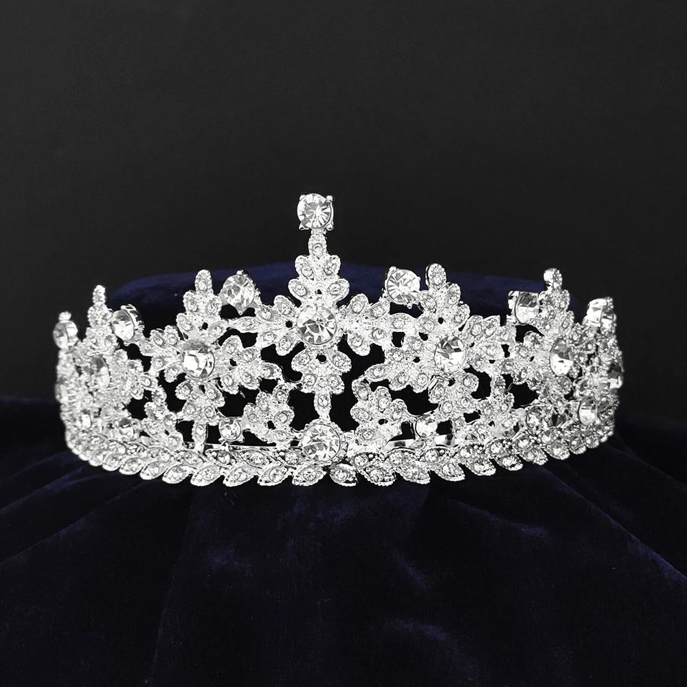 Kriaa Silver Plated White Austrian Stone Crown-1506629