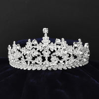 Kriaa Silver Plated White Austrian Stone Crown-1506629