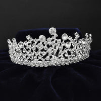 Kriaa Silver Plated White Austrian Stone Crown-1506633