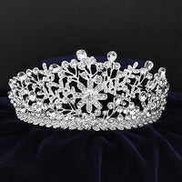 Kriaa Silver Plated White Austrian Stone Crown-1506637