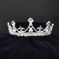 Kriaa Silver Plated White Austrian Stone Crown-1506647