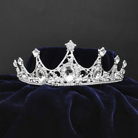 Kriaa Silver Plated White Austrian Stone Crown-1506649