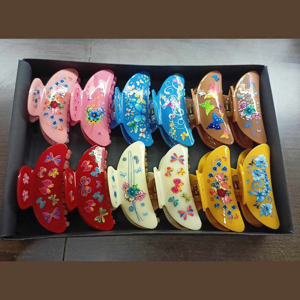 Eugenia Assorted Color Pack Of 12 Floral Print Hair Clip
