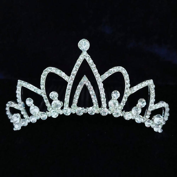 Kriaa Silver Plated White Austrian Stone Crown  - 1507102