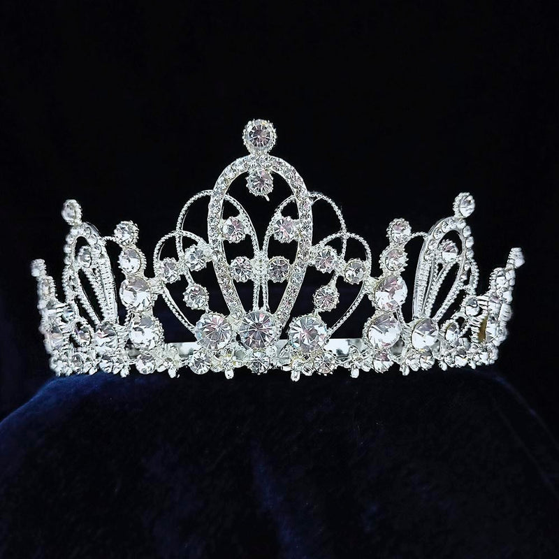 Kriaa Silver Plated White Austrian Stone Crown  - 1507110