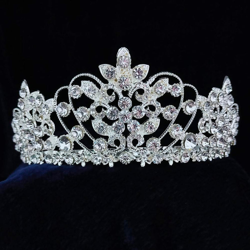 Kriaa Silver Plated White Austrian Stone Crown  - 1507114