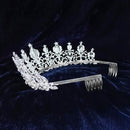 Kriaa Silver Plated White Austrian Stone Crown  - 1507118