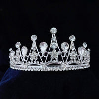 Kriaa Silver Plated White Austrian Stone Crown  - 1507120