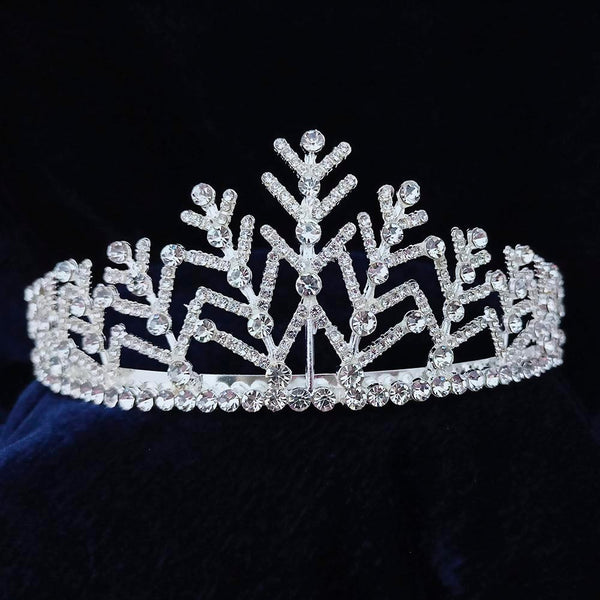 Kriaa Silver Plated White Austrian Stone Crown  - 1507122