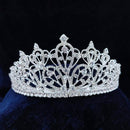 Kriaa Silver Plated White Austrian Stone Crown  - 1507127