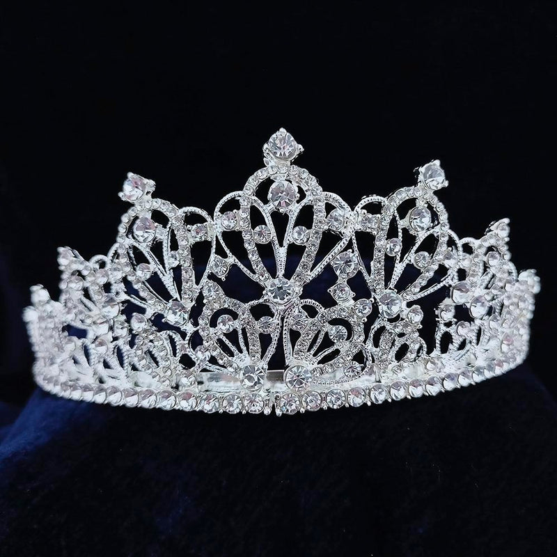 Kriaa Silver Plated White Austrian Stone Crown  - 1507128