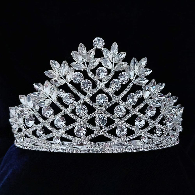 Kriaa Silver Plated White Austrian Stone Crown  - 1507134