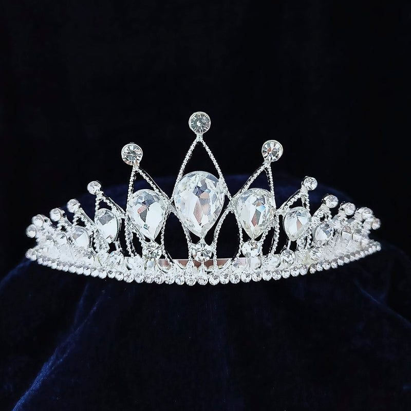Kriaa Silver Plated White Austrian Stone Crown  - 1507146