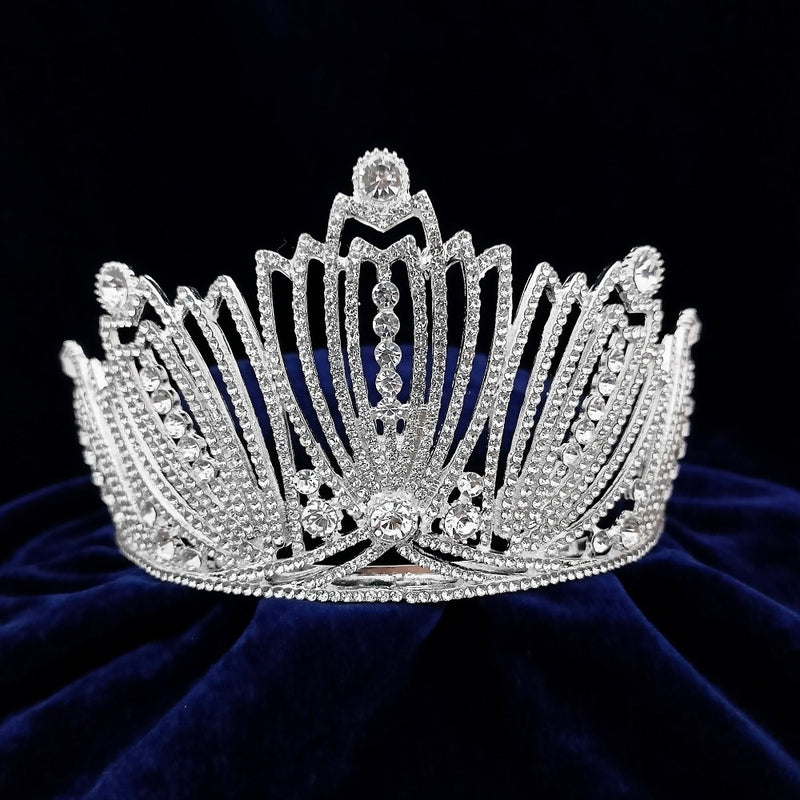 Kriaa Silver Plated White Austrian Stone Crown