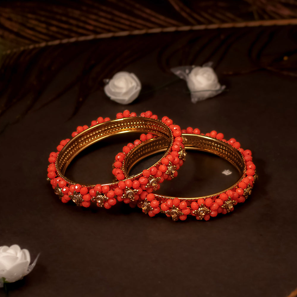 SOB Set of two Crystal Bangles with Studded Diamond & Handcrafted Bangles