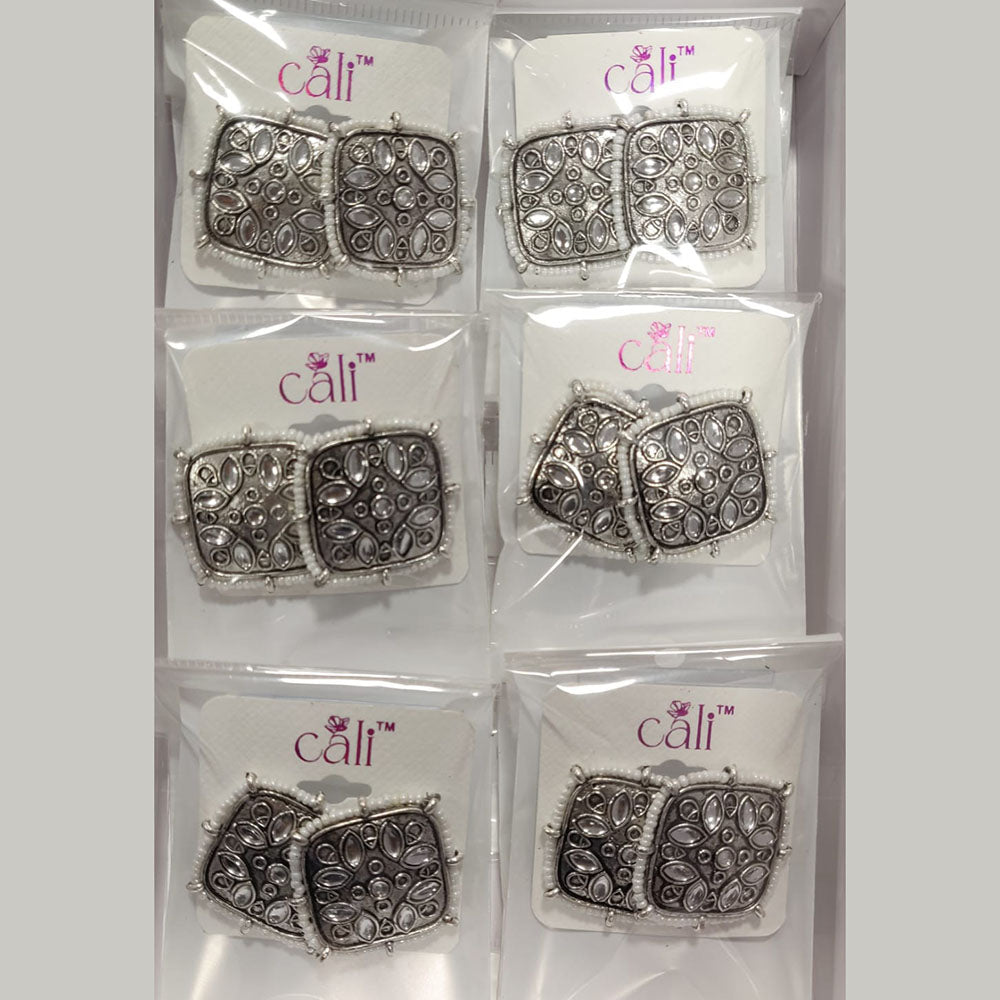 Corbeda Fashion Oxidised Plated Assorted Color Meenakari Stud Earrings