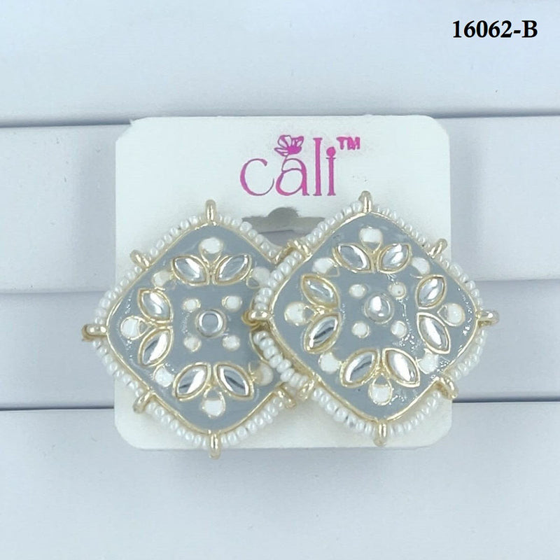 Corbeda Fashion Gold Plated Assorted Color Meenakari Stud Earrings