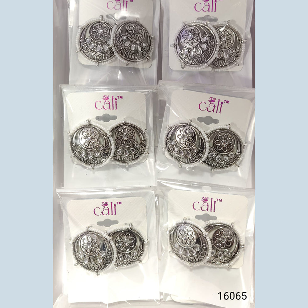 Corbeda Fashion Oxidised Plated Assorted Color Meenakari Stud Earrings