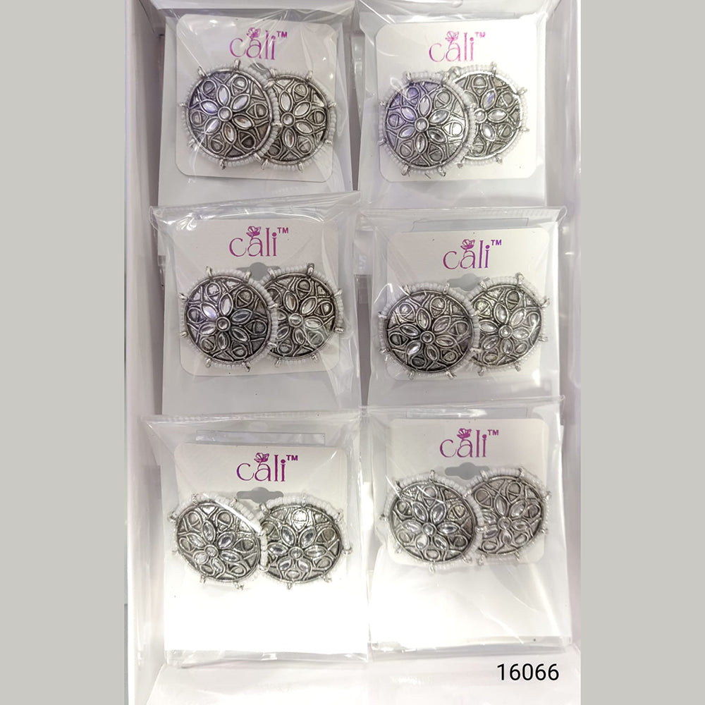 Corbeda Fashion Oxidised Plated Assorted Color Meenakari Stud Earrings