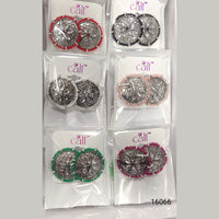 Corbeda Fashion Oxidised Plated Assorted Color Meenakari Stud Earrings