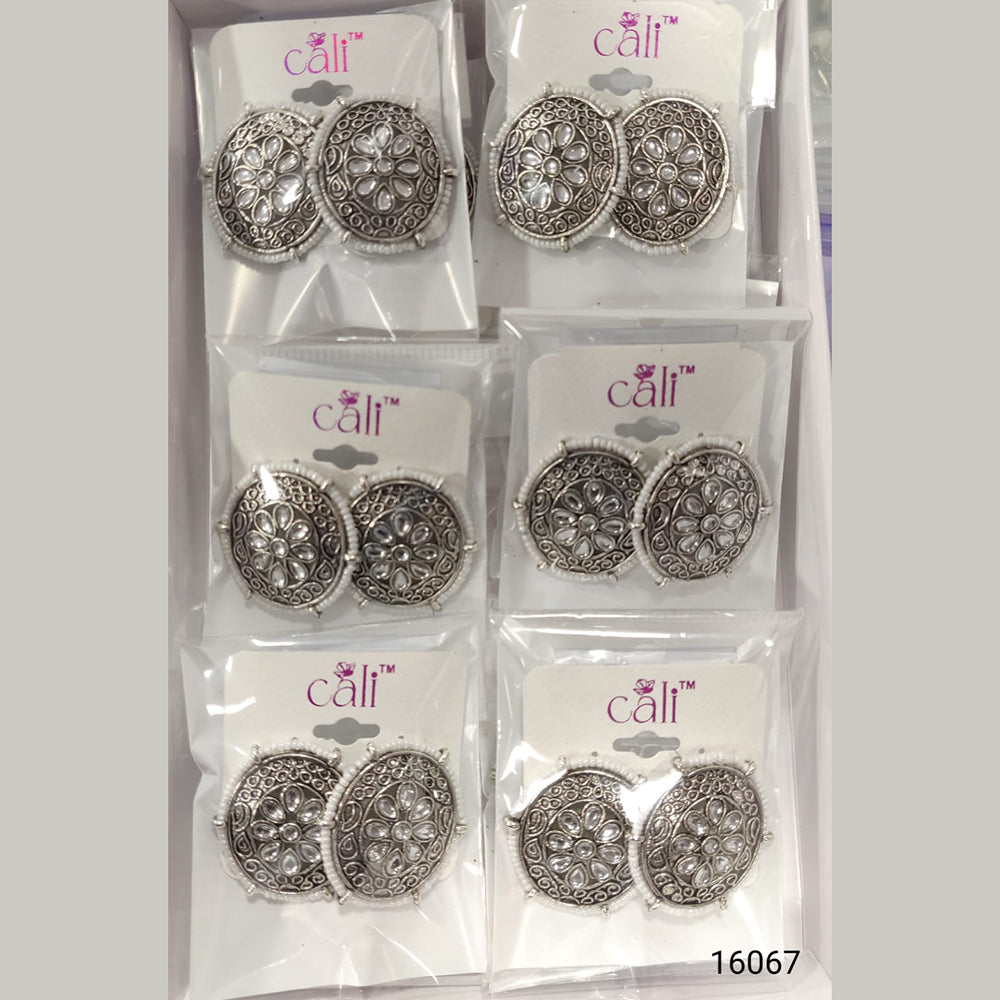 Corbeda Fashion Oxidised Plated Assorted Color Meenakari Stud Earrings