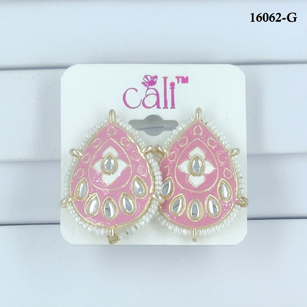 Corbeda Fashion Gold Plated Assorted Color Meenakari Stud Earrings
