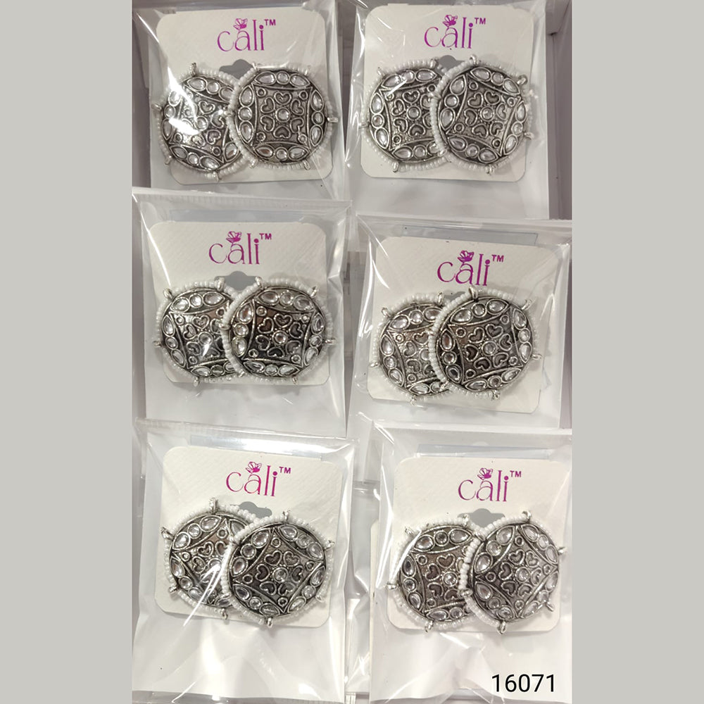 Corbeda Fashion Oxidised Plated Assorted Color Meenakari Stud Earrings