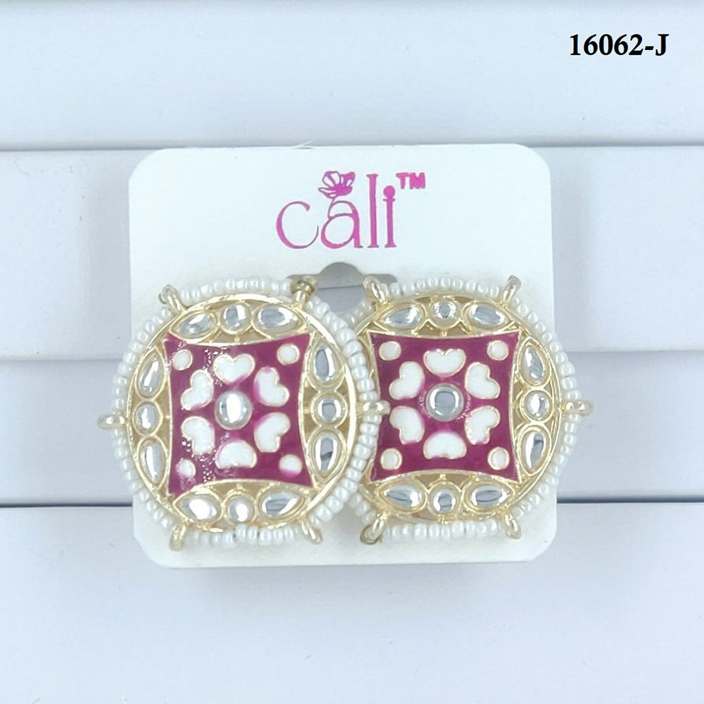 Corbeda Fashion Gold Plated Assorted Color Meenakari Stud Earrings