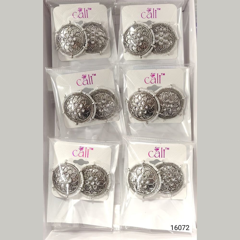 Corbeda Fashion Oxidised Plated Assorted Color Meenakari Stud Earrings