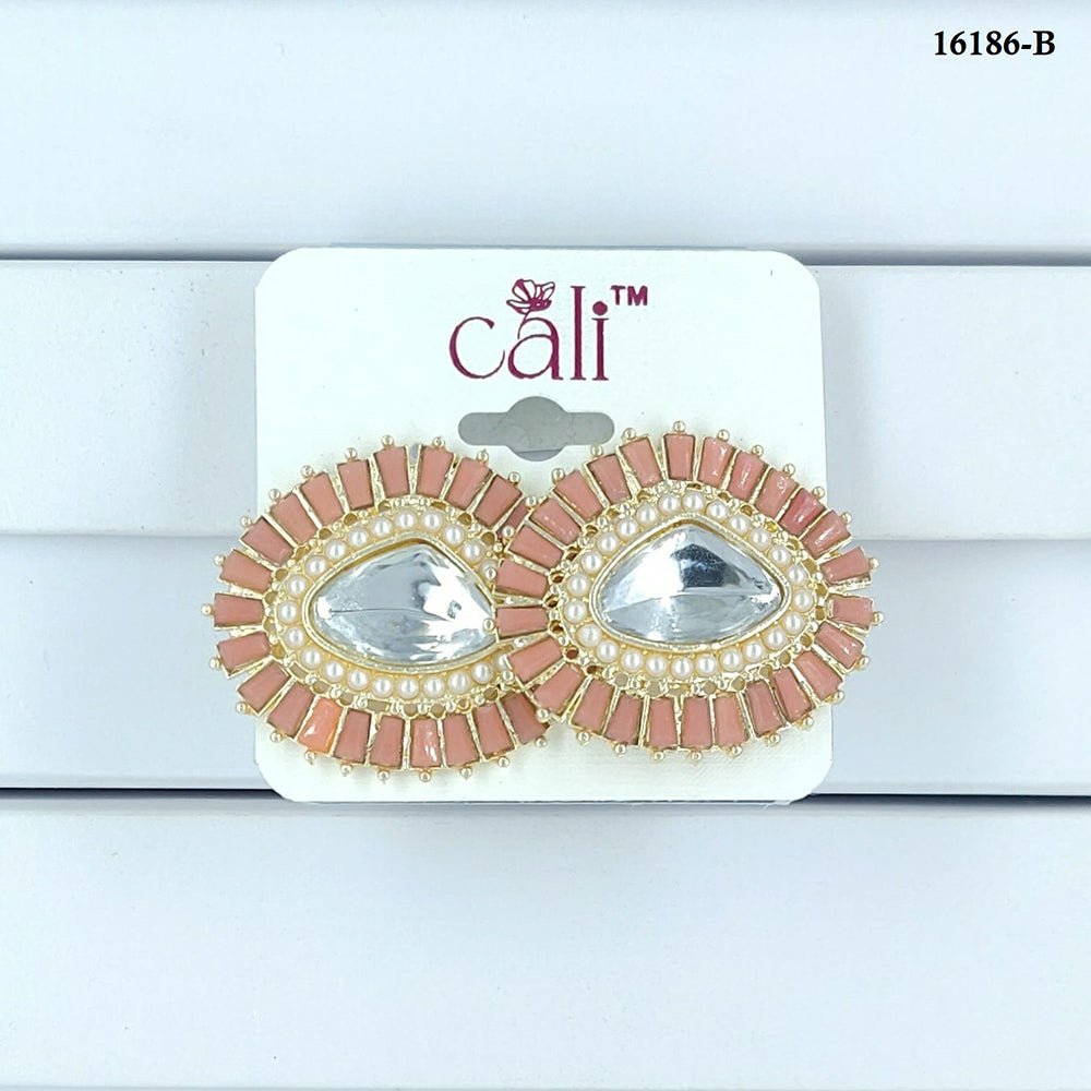 Corbeda Fashion Gold Plated Assorted Color Stud Earrings