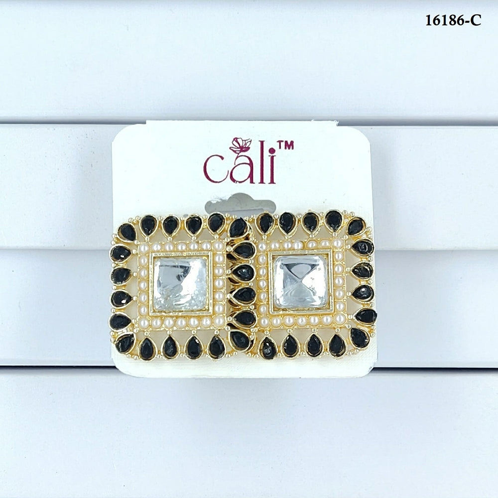 Corbeda Fashion Gold Plated Assorted Color Stud Earrings