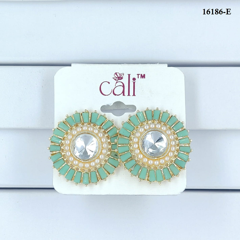 Corbeda Fashion Gold Plated Assorted Color Stud Earrings