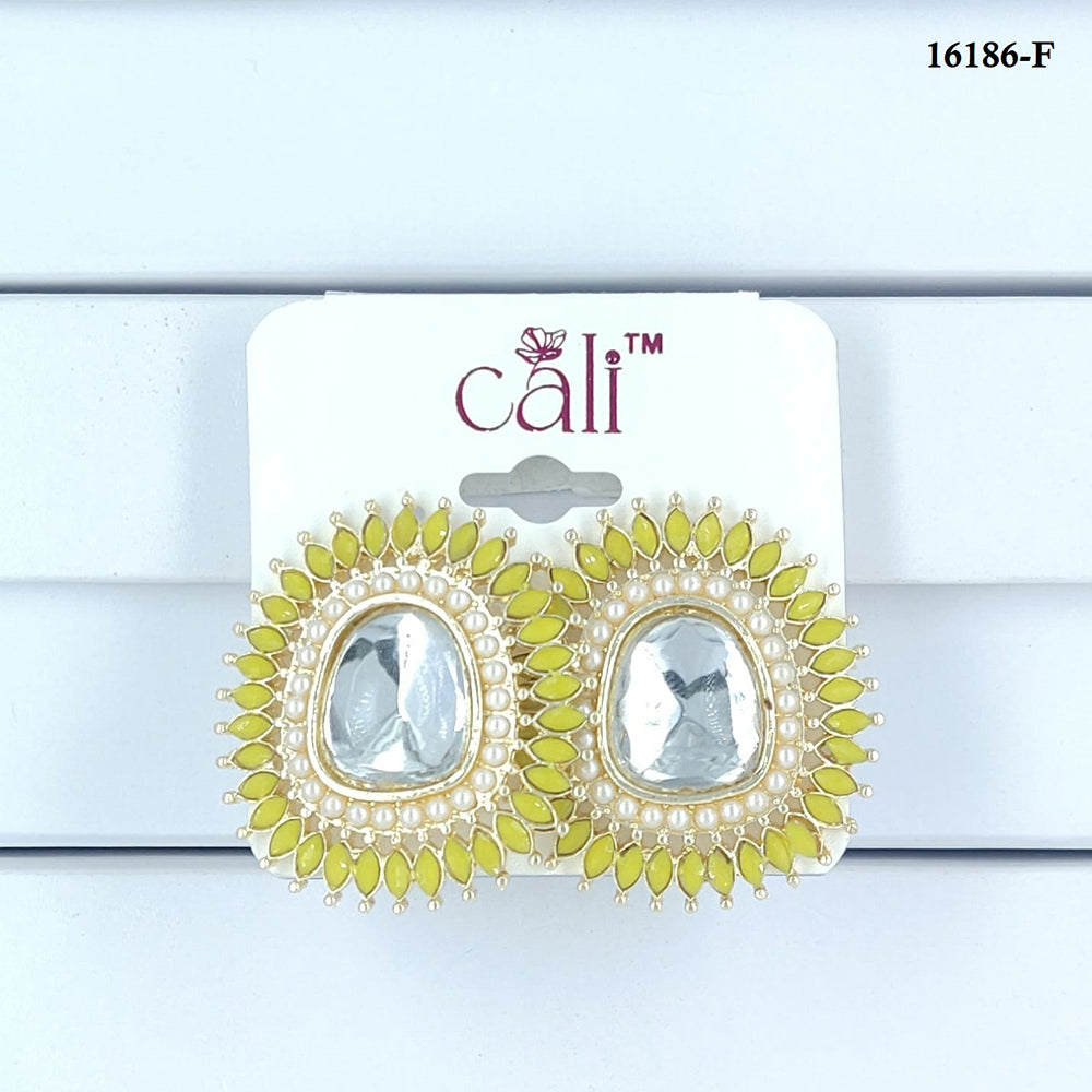 Corbeda Fashion Gold Plated Assorted Color Stud Earrings