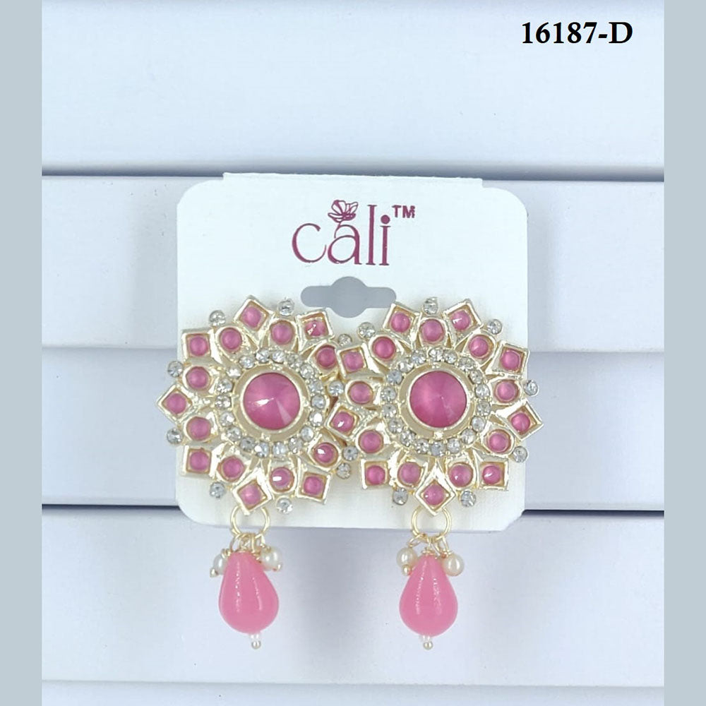 Corbeda Fashion Gold Plated Assorted Color Dangler Earrings